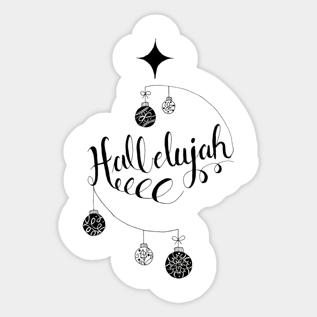 Hand Written Holiday Themed "Hallelujah" Sticker by SingeDesigns